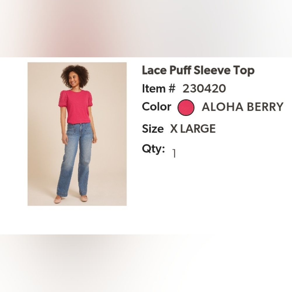 NWOT Maurices Lace Puff Sleeve Top